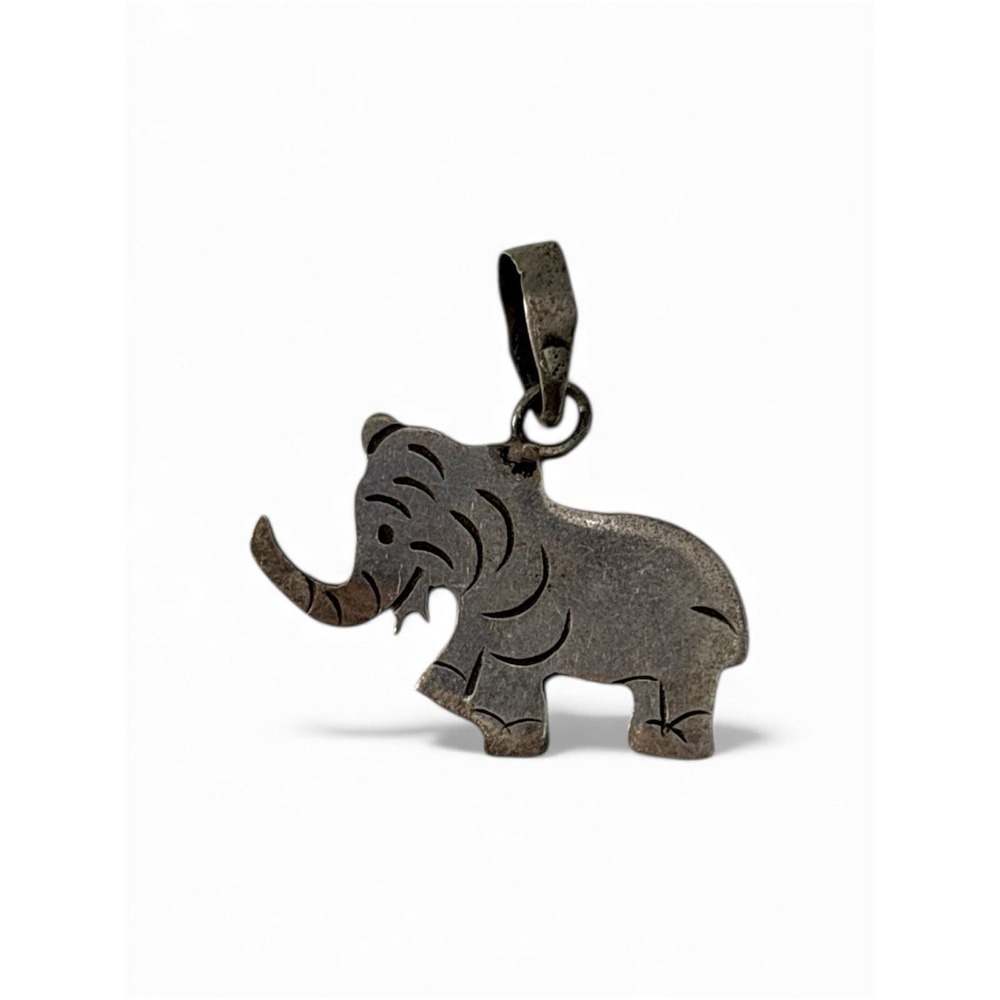 Vintage Sterling Silver 925 Cute‎ Small Elephant Charm Pendant